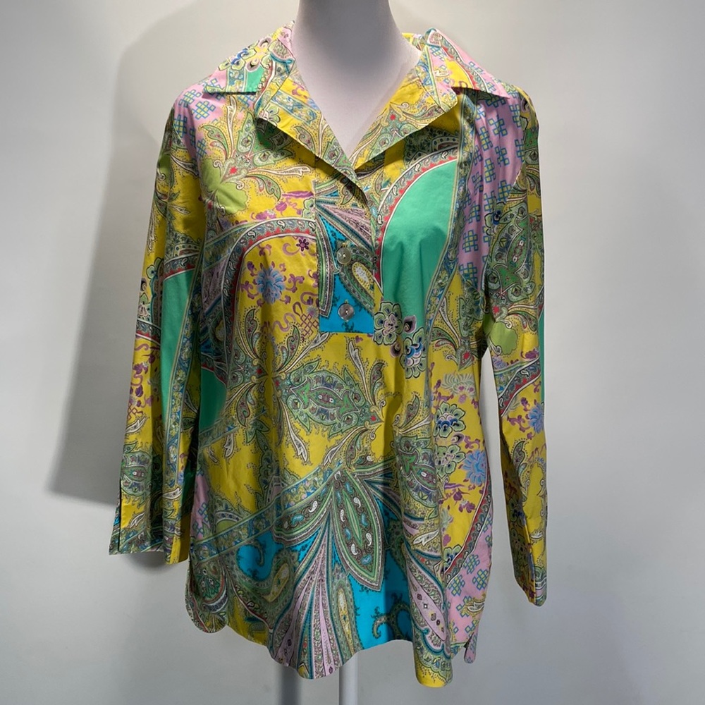 Hinson Wu  3/4 Sleeve Paisley Printed
Shirt